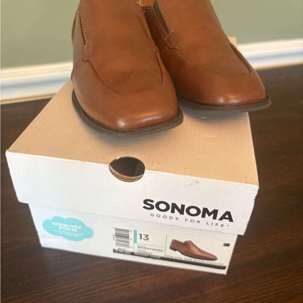Sonoma Cognac Leather Slip-Ons boys 13